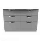 Ready Assembled Camden 6 Drawer Wide Chest In Dusk Grey & White