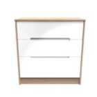 Ready Assembled Monaco 3 Drawer Deep Chest In White Gloss & Bardolino Oak