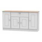 Ready Assembled Victoria 4 Door 1 Drawer Wide Unit In Grey Matt & Oak