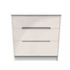 Ready Assembled Monaco 3 Drawer Deep Chest In Kashmir Gloss & White