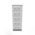 Ready Assembled Worcester 5 Drawer Tallboy In White