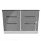Ready Assembled Monaco 6 Drawer Wide Chest In Grey Gloss & White