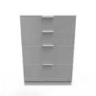 Ready Assembled Plymouth 4 Drawer Deep Chest In Uniform Grey & White