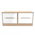 Ready Assembled Monaco 4 Drawer Bed Box In White Gloss & Bardolino Oak