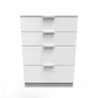 Ready Assembled Plymouth 4 Drawer Deep Chest In White