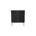 Ready Assembled Diamond 4 Drawer Chest In Deep Black & White