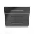 Ready Assembled Worcester 3 Drawer Chest In Black & White