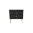 Ready Assembled Diamond 3 Drawer Chest In Deep Black & White