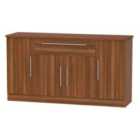 Ready Assembled Sherwood 4 Door 1 Drawer Wide Unit In Noche Walnut