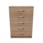 Ready Assembled Dorset 5 Drawer Chest In Bardolino Oak