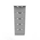 Ready Assembled Camden 5 Drawer Tallboy In Dusk Grey & White