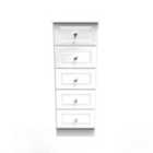 Ready Assembled Balmoral 5 Drawer Tallboy In White Gloss
