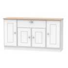 Ready Assembled Victoria 4 Door 1 Drawer Wide Unit In White Ash & Oak