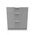 Ready Assembled Plymouth 3 Drawer Deep Chest In Uniform Grey & White