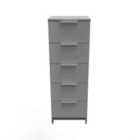 Ready Assembled Plymouth 5 Drawer Tallboy In Uniform Grey & Dusk Grey
