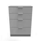 Ready Assembled Plymouth 4 Drawer Deep Chest In Uniform Grey & Dusk Grey