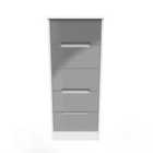 Ready Assembled Monaco 5 Drawer Tallboy In Grey Gloss & White