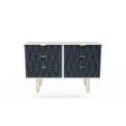 Ready Assembled Diamond 6 Drawer Chest In Indigo Matt & White