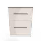 Ready Assembled Monaco 4 Drawer Deep Chest In Kashmir Gloss & White
