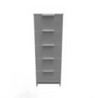 Ready Assembled Plymouth 5 Drawer Tallboy In Uniform Grey & White