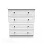 Ready Assembled Crystal 4 Drawer Chest In White Ash
