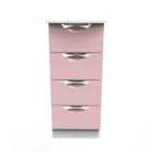 Ready Assembled Camden 4 Drawer Tallboy In Kobe Pink & White