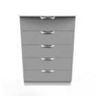 Ready Assembled Camden 5 Drawer Chest In Dusk Grey & White