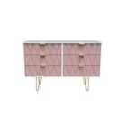 Ready Assembled Diamond 6 Drawer Chest In Kobe Pink & White