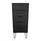Ready Assembled Hong Kong C 5 Drawer Tallboy In Black Matt