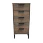 Ready Assembled Hong Kong G 5 Drawer Tallboy In Vintage Oak