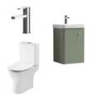 Nuie Core Wall Hung 400Mm Unit Tap & Wc Satin Green