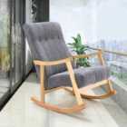 Living and Home Velvet Upholstered Tufting Rocking Chair Dark Grey