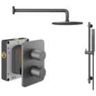 Hadleigh Recessed Dual Control Round Mixer Shower Includes Shower Valve, Shower Head & Riser Rail - Matt Anthracite
