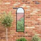 MirrorOutlet Arcus - Black Metal Framed Arched Outdoor Garden Wall Mirror 47" X 16" (120CM X 40CM)