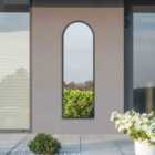 MirrorOutlet Arcus - Black Metal Framed Arched Outdoor Garden Wall Mirror 63" X 21" (160CM X 53CM)
