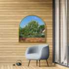 MirrorOutlet Arcus - Gold Metal Framed Arched Leaner / Wall Outdoor Garden Mirror 39" X 39" (100CM X 100CM)