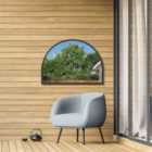 MirrorOutlet Arcus - Black Metal Framed Arched Outdoor Garden Wall Mirror 49" X 35" (125CM X 90CM)