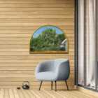 MirrorOutlet Arcus - Gold Metal Framed Arched Outdoor Garden Wall Mirror 49" X 35" (125CM X 90CM)