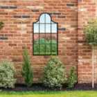 MirrorOutlet Arcus - Black Metal Framed Arched Outdoor Garden Wall Mirror 41" X 24" (104CM X 62CM)