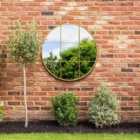 MirrorOutlet Circulus - Gold Metal Frame Round Outdoor Garden Wall Mirror 39" x 39" (100 x 100CM)