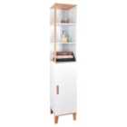 Showerdrape Catania Matt White & Bamboo Tall Boy Cabinet With Display Shelves