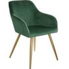 Tectake Marilyn Velvet-look Chair - Dark Green And Gold