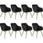 Tectake 8 Marilyn Velvet-look Chairs - Black And Gold