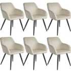 Tectake 6 Marilyn Velvet-look Chairs - Cream And Black