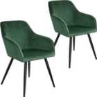 Tectake 2 Marilyn Velvet-look Chairs - Dark Green And Black