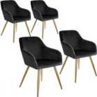 Tectake 4 Marilyn Velvet-look Chairs - Black And Gold