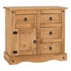 Seconique Corona 1 Door 4 Drawer Sideboard - Distressed Waxed Pine