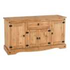Seconique Corona 4 Door 1 Drawer Sideboard - Distressed Waxed Pine