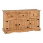Seconique Corona 3 Door, 3 Drawer Sideboard Distressed Pine
