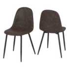 Seconique Athens Dining Chair X 2 - Brown Pu
